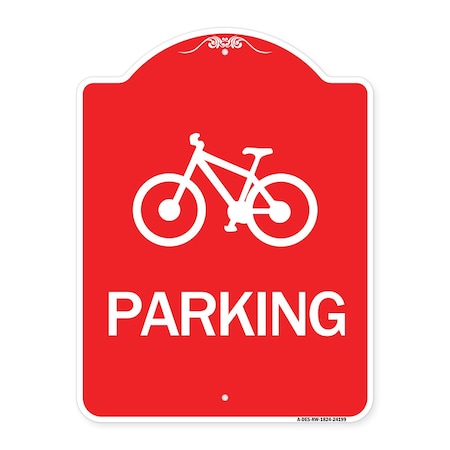 Signmission D4-3 Bicycle Parking Bicycle Parking, Red & White Aluminum Sign, 18" x 24", RW-1824-24199 A-DES-RW-1824-24199